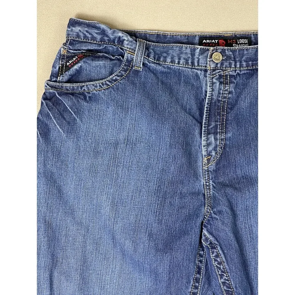 Ariat Jeans Mens 44x30 Blue M3 Loose Straight Fire Resistant Workwear‎ Adult